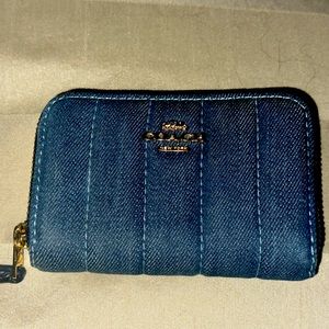 COACH zip around card case in denim